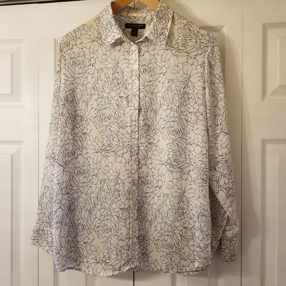 Banana Republic, Long Sleeve Shirt, Petite Large